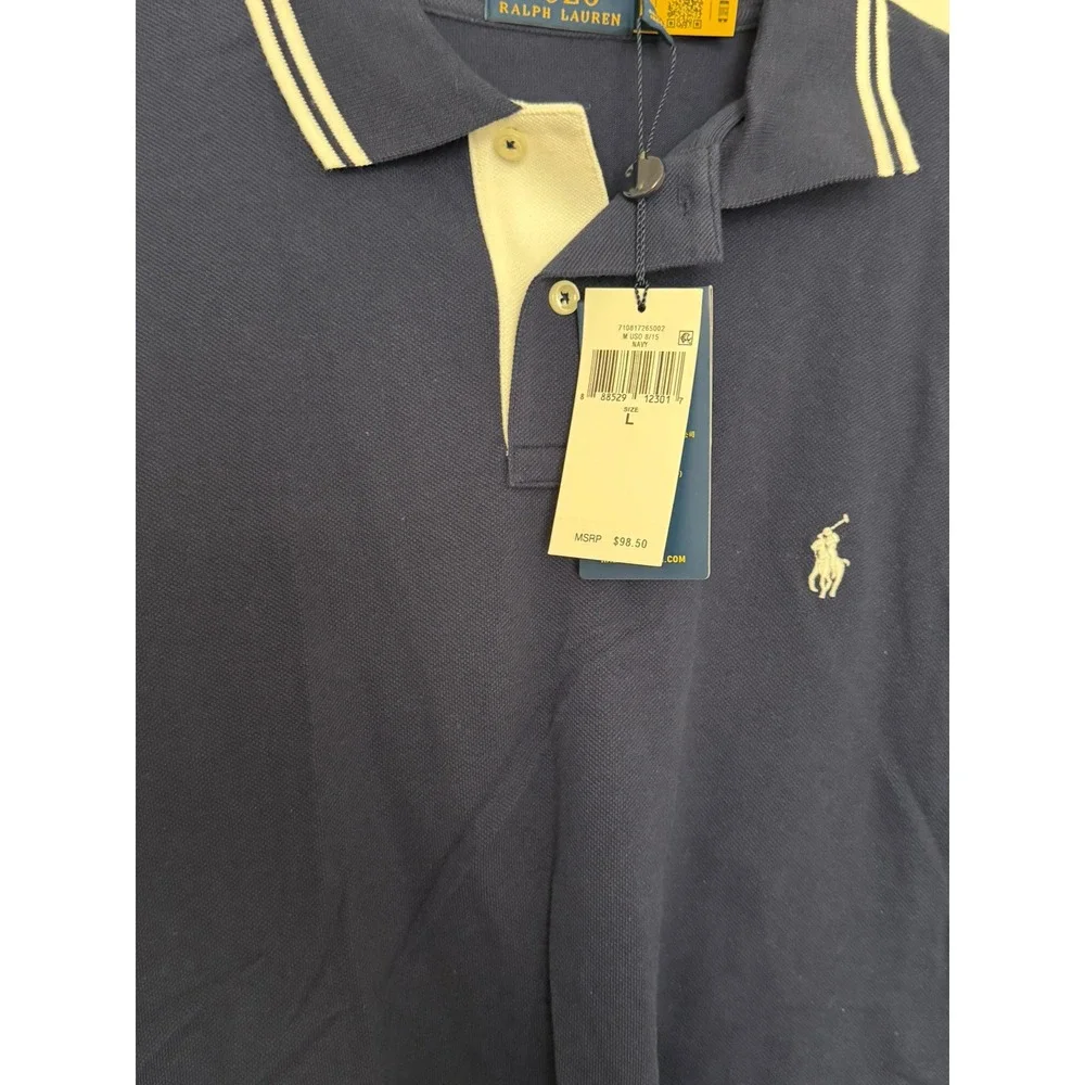 Polo Ralph Lauren US Open Tennis Polo Shirt Navy Blue Mens Large NWT L